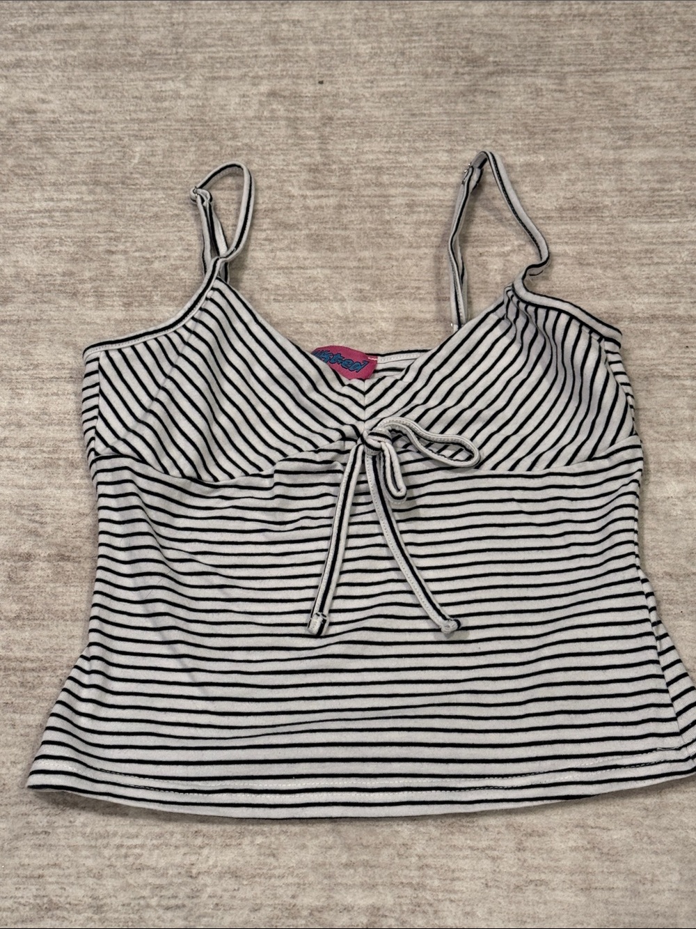 Edikted Black and White Striped Tie-Front Cami